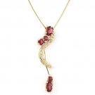 1.93ctw Rhodolite Raspberry Garnet Diamond Neckace 14K YG 18" Chain