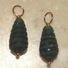 Dark Green Spiral Carved Aventurine INTERCHANGEABLE Earring Charms YG or SS