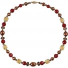 Enchanting Carnelian Pearl & Citrine Smoky Quartz 18" Necklace 14K Solid Gold