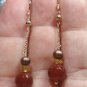 Enchanting Chocolate Pearl, Carnelian & Citrine Dangle Earrings Solid 14K Gold