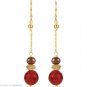 Enchanting Chocolate Pearl, Carnelian & Citrine Dangle Earrings Solid 14K Gold