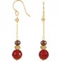 Enchanting Chocolate Pearl, Carnelian & Citrine Dangle Earrings Solid 14K Gold