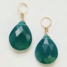 MED-LG Faceted Genuine Green Onyx INTERCHANGEABLE Earring Charms YG or SS