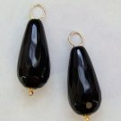 Large 10x20mm AAA Faceted Black Onyx INTERCHANGEABLE Earring Charms YG or SS