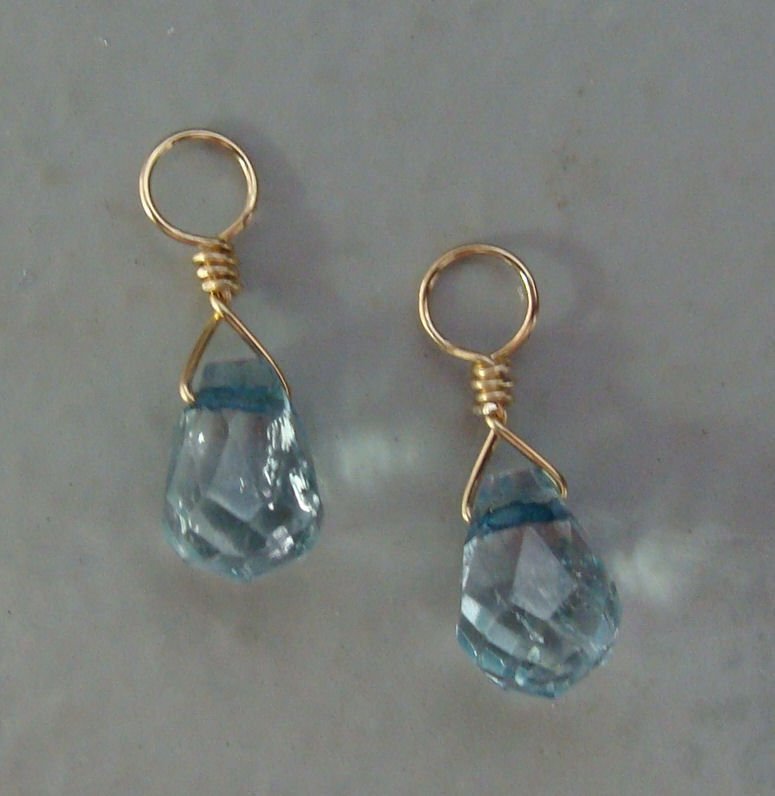 SMALL Blue Topaz INTERCHANGEABLE Earring Charms YG