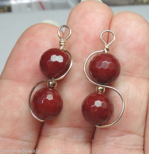 Double Ruby Jade Twist INTERCHANGEABLE Earring Charms YG