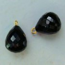 10x16mm AAA Micro Faceted Genuine Onyx INTERCHANGEABLE Earring Charms 14K/925