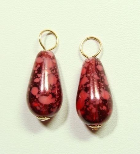 7x15mm Light & Dark Raspberry Pink INTERCHANGEABLE Earring Charms YG or SS