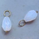 Small 6x10mm Milky Opalite Teardrop INTERCHANGEABLE Earring Charms YG or SS