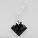 Large Dynamic 30.55ctw Fancy Black CZ  Solid Sterling Silver 18" Chain
