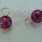 8mm Raspberry Pink Tourmaline Quartz INTERCHANGEABLE Earring Charms YG or SS