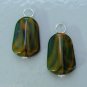 Swirling Chocolate Rust & Green Lampwork INTERCHANGEABLE Earring Charms YG or SS