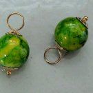 10mm Swirling Green & Yellow INTERCHANGEABLE Earring Charms Gold or Sterling