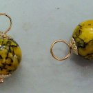 10mm Swirling Yellow & Black INTERCHANGEABLE Earring Charms Gold or Sterling