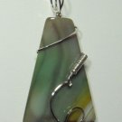 One of a Kind Moss Green Large Agate SLIDE Pendant Sterling Silver
