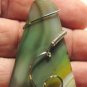 One of a Kind Moss Green Large Agate SLIDE Pendant Sterling Silver