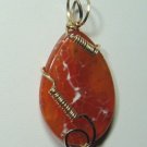One of a Kind Redish Orange Fire Agate Large SLIDE Pendant 14K Gold Filled