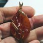 One of a Kind Redish Orange Fire Agate Large SLIDE Pendant 14K Gold Filled