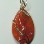 One of a Kind Redish Orange Fire Agate Large SLIDE Pendant 14K Gold Filled