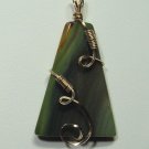 One of a Kind Moss Green Large Agate SLIDE Pendant 14K Gold Filled