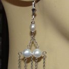 STUNNING AAA White Pearl Chandelier Leverback Earrings Sterling Silver