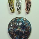 2" 55mm Lampwork Blue with Copper INTERCHANGEABLE Donut Pendant + ONE FREE BAIL