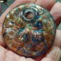 2" 55mm Lampwork Blue with Copper INTERCHANGEABLE Donut Pendant + ONE FREE BAIL