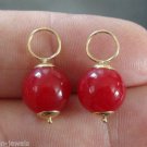 10mm Red Onyx INTERCHANGEABLE Earring Hooplet Charms Solid 14K YG 1 PAIR