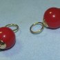 10mm Red Onyx INTERCHANGEABLE Earring Hooplet Charms Solid 14K YG 1 PAIR