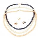 3 SETS Stunning Freshwater Pearl Necklaces & Matching Stud Earrings 10K YG 18"