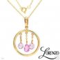 20x28mm Circle pendant with Pink CZ Briolettes 14K YG