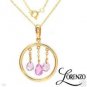 20x28mm Circle pendant with Pink CZ Briolettes 14K YG