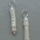 Thin 20mm White Biwa Pearls INTERCHANGEABLE Earring Charms SS or YG or 14K
