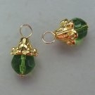 Bright Gold or Silver Capped 8mm Green Quartz INTERCHANGEABLE Earring Charms