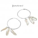 1 PR INTERCHANGEABLE 36mm Hoops with 6 Biwa Pearl Earring Charms Sterling Silver