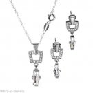3 Piece 7.90ctw Elegant CZ Necklace and Earring SET Solid Sterling Silver