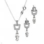 3 Piece 7.90ctw Elegant CZ Necklace and Earring SET Solid Sterling Silver