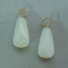 Unusual Medium White Jade INTERCHANGEABLE Earring Charms YG or SS