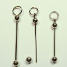 THREE Sizes 3 Bead Pins Screw Off INTERCHANGEABLE Add a Bead Pin Holder SILVER