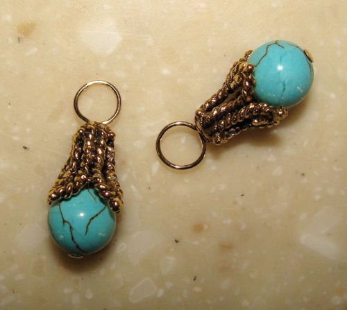 Fancy 6m Turquoise INTERCHANGEABLE Earring Charms YG SS