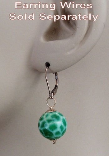 12m Green Agate INTERCHANGEABLE Earring Charms YG or SS