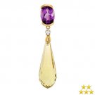 18" Chain & 3.95ct Amethyst Diamond & Lemon Lime Quartz 10K Pendant