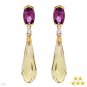 18" Chain & 3.95ct Amethyst Diamond & Lemon Lime Quartz 10K Pendant