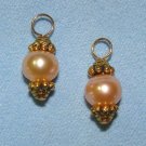 Capped 7mm Peach Pearl INTERCHANGEABLE CHARMS YG or SS
