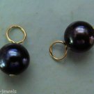 Natural AAA Quality Black Pearl INTERCHANGEABLE Earring Charms SOLID 14K YG