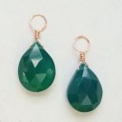 MED-LG Faceted Genuine Green Onyx INTERCHANGEABLE Earring Charms ROSE Gold GF