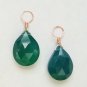 MED-LG Faceted Genuine Green Onyx INTERCHANGEABLE Earring Charms ROSE Gold GF