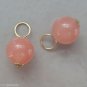 8mm Salmon Pink Chalcedony INTERCHANGEABLE Earring Charms YG