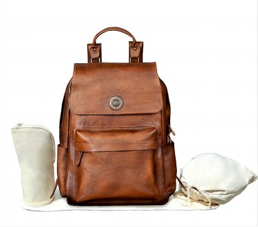 Genuine Leather Backpack Baby Diaper Bag