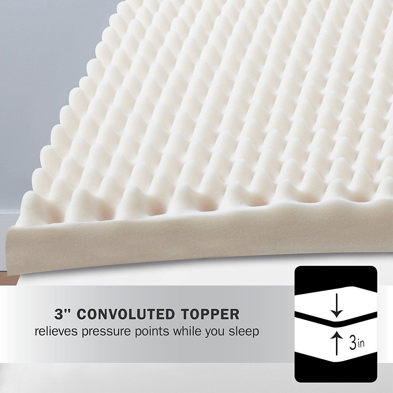 Beautyrest 3" Convoluted Foam Mattress Topper Bedding bed Pad Cushion